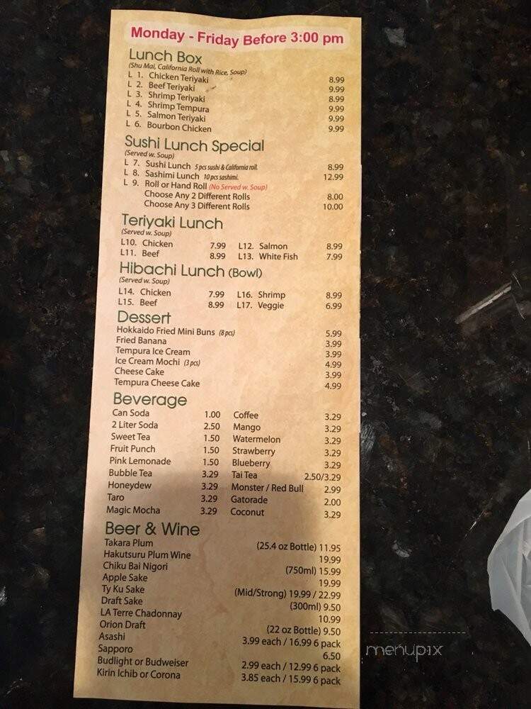 Hokkaido - Jacksonville, NC menu_pic