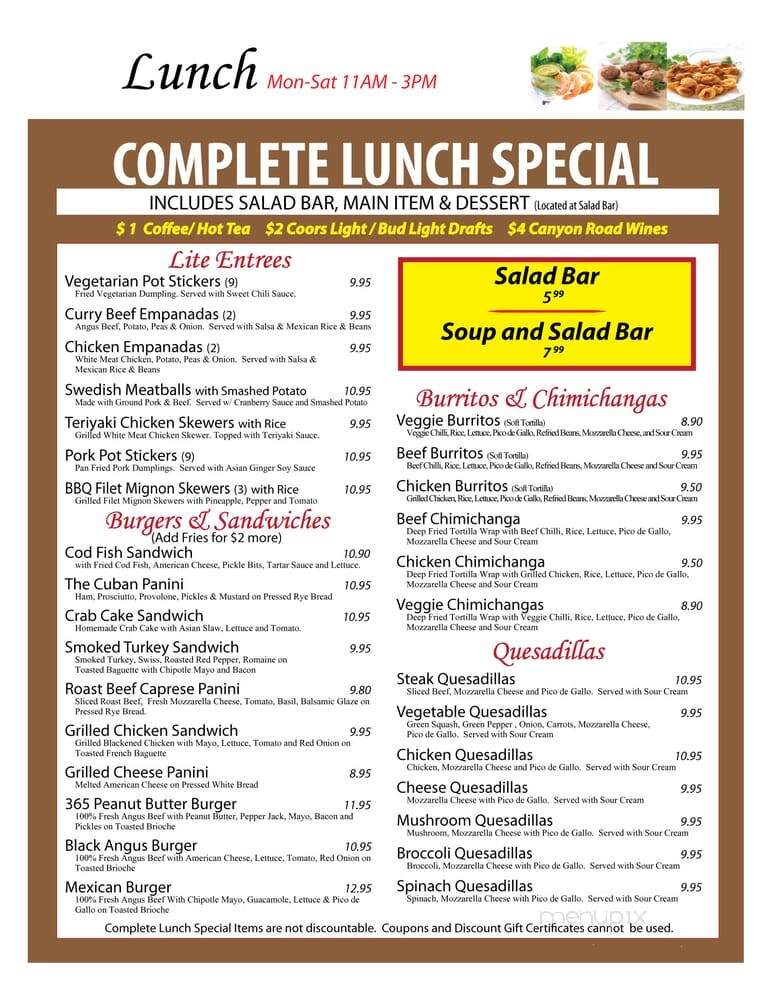 365 Restaurant & Bar - South Plainfield, NJ menu_pic