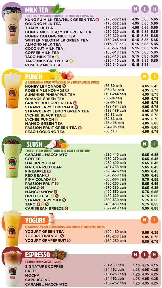 Kung Fu Tea - Middletown, NY menu_pic