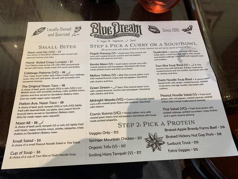 Blue Dream Curry House - Asheville, NC menu_pic