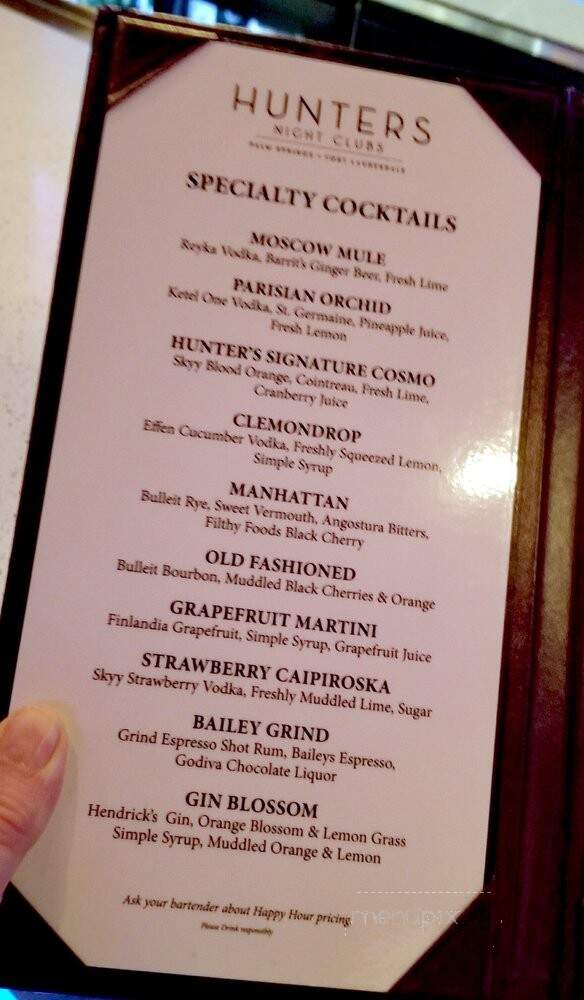 Hunters - Fort Lauderdale, FL menu_pic