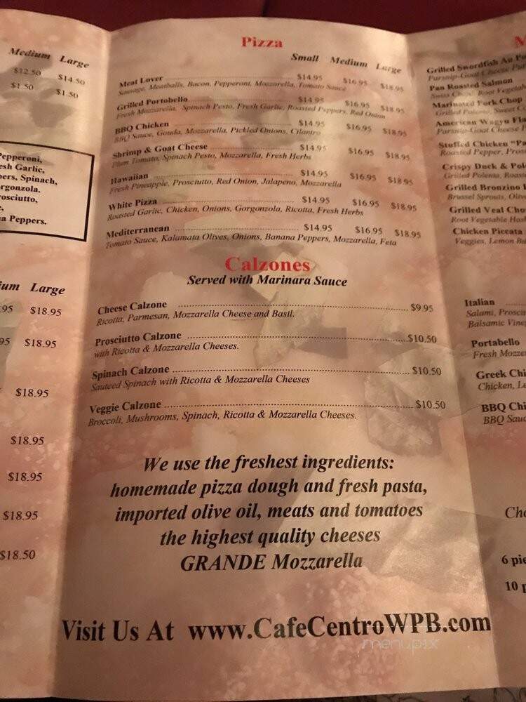 Cafe Centro Piano Bar - West Palm Beach, FL menu_pic