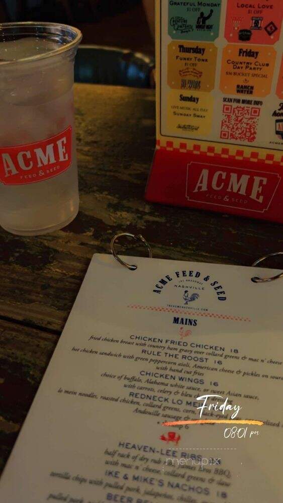 Acme Feed & Seed - Nashville, TN menu_pic