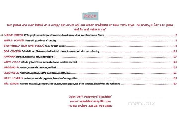 Roadside Bar & Grill - Old Hickory, TN menu_pic