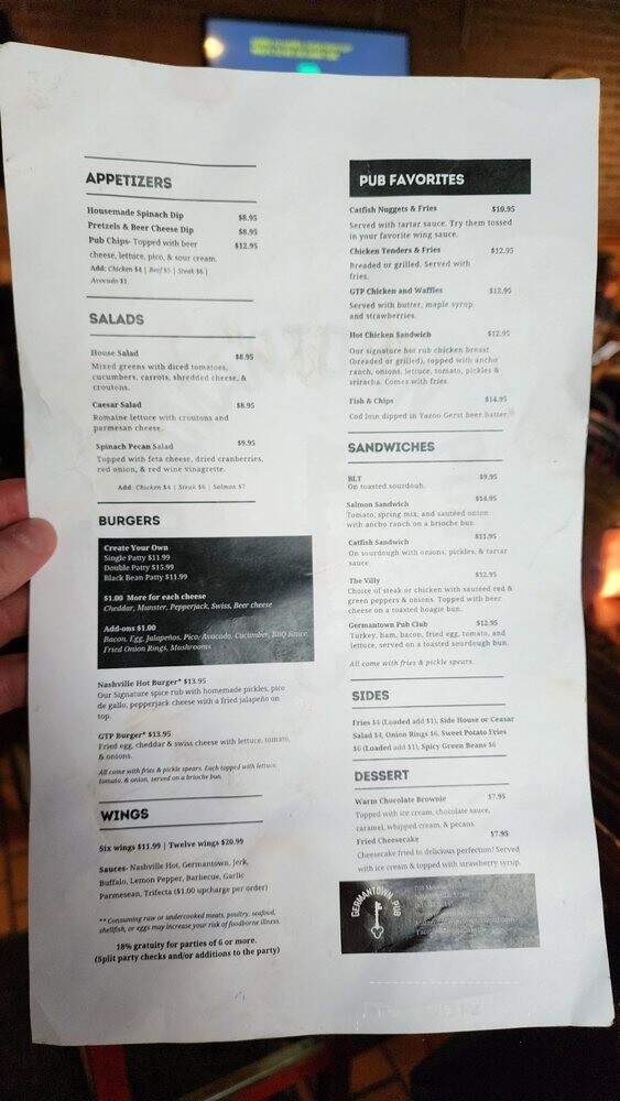 Germantown Pub - Nashville, TN menu_pic