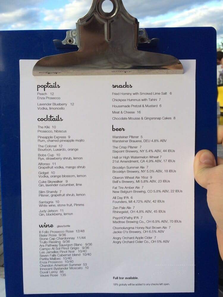 Cocktail Terrace at 21 - Cincinnati, OH menu_pic