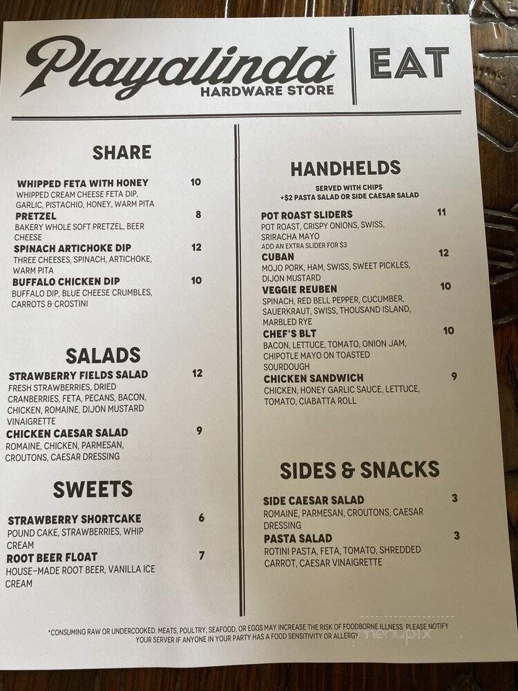 Playalinda Brewing Company - Titusville, FL menu_pic
