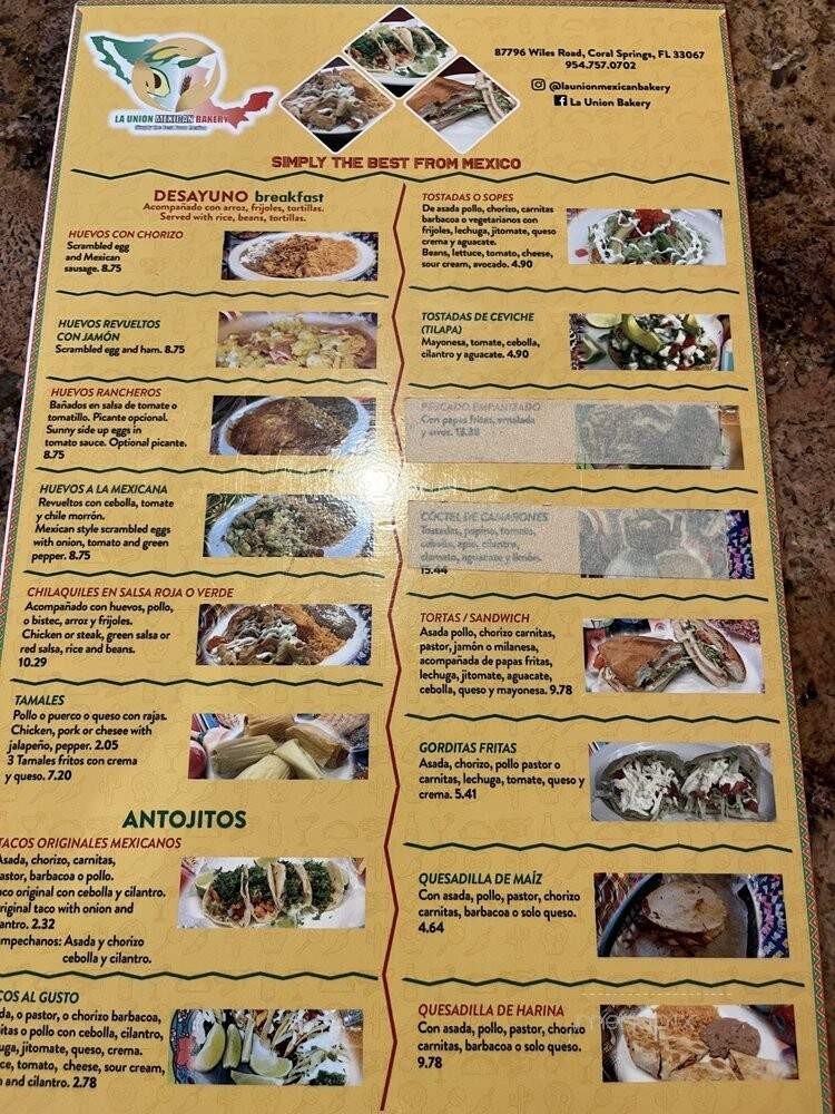 Panaderia La Union - Coral Springs, FL menu_pic