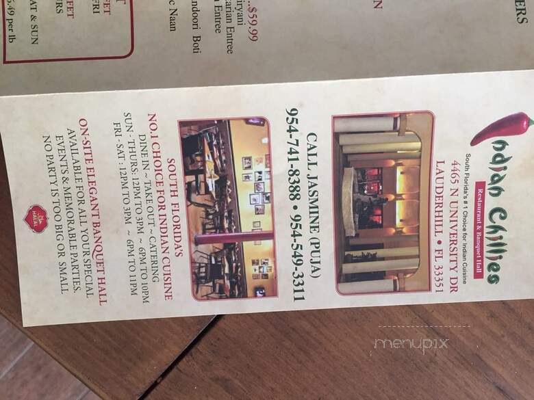 Indian Chillies - Lauderhill, FL menu_pic