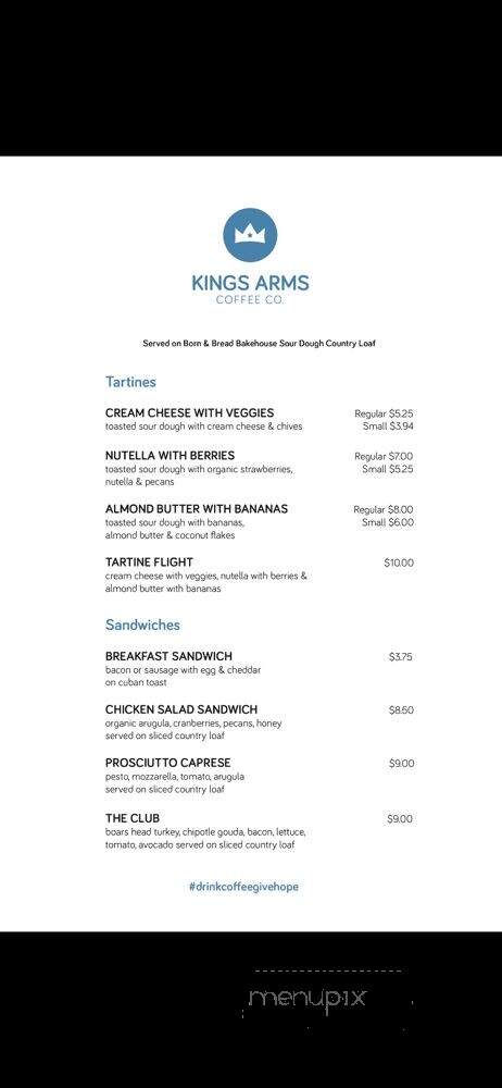 Kings Arms Coffee Co - Tampa, FL menu_pic
