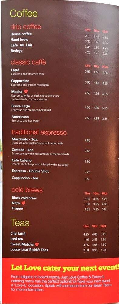 Just Love Coffee Roasters - Brentwood, TN menu_pic