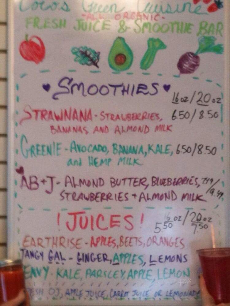 Coco Greens - Nashville, TN menu_pic