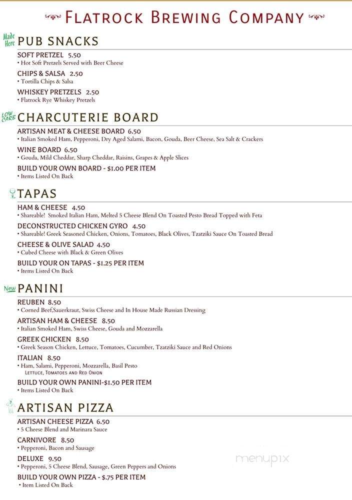 Flatrock Brewing Company - Holgate, OH menu_pic