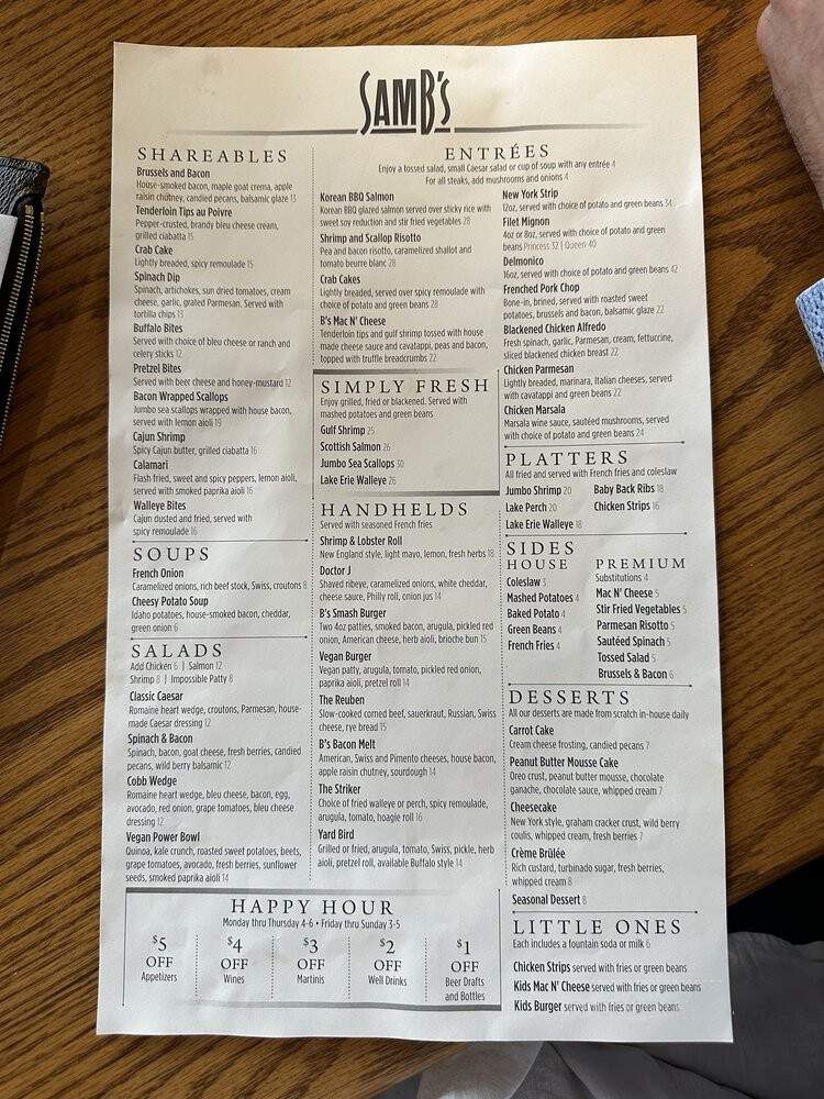 SamB's Restaurant - Bowling Green, OH menu_pic