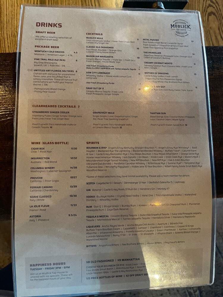 Mudlick Tap House - Germantown, OH menu_pic