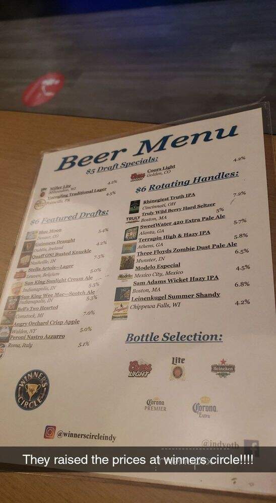 Indianapolis Otb Sports Bar & Betting - Indianapolis, IN menu_pic