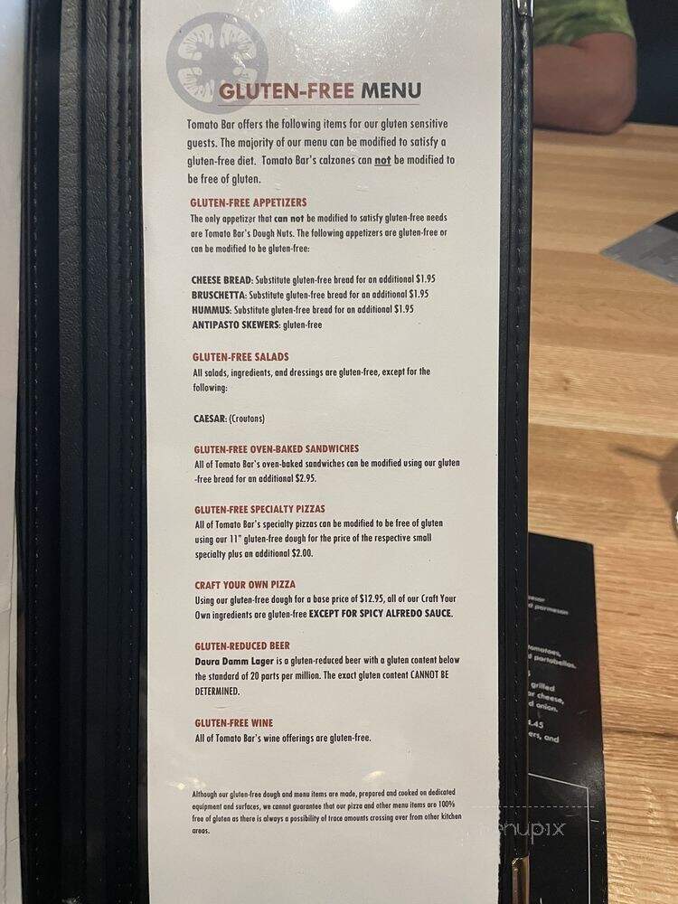 Tomato Bar Pizza Bakery - Schererville, IN menu_pic