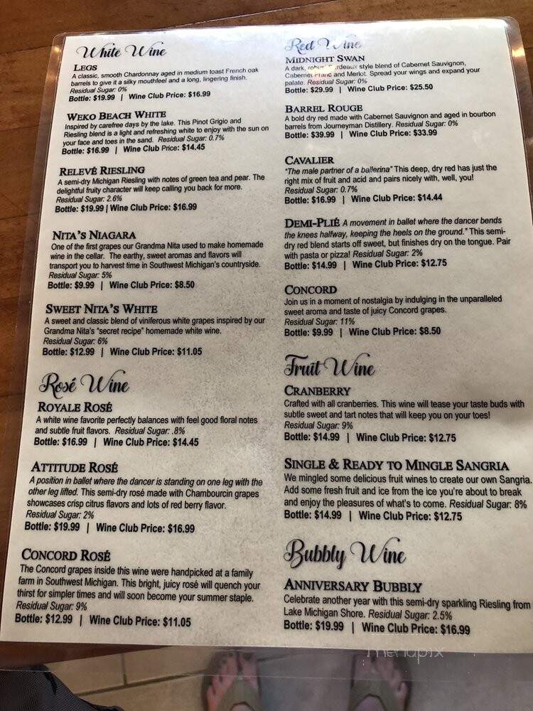 Lazy Ballerina Winery - Saint Joseph, MI menu_pic