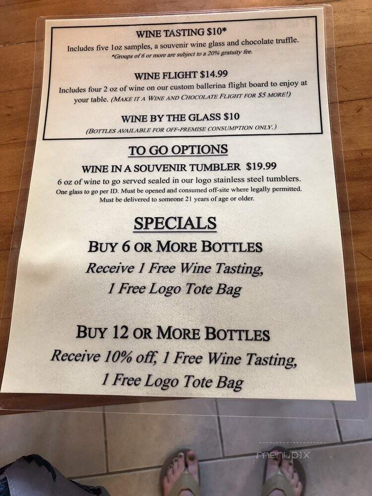 Lazy Ballerina Winery - Saint Joseph, MI menu_pic