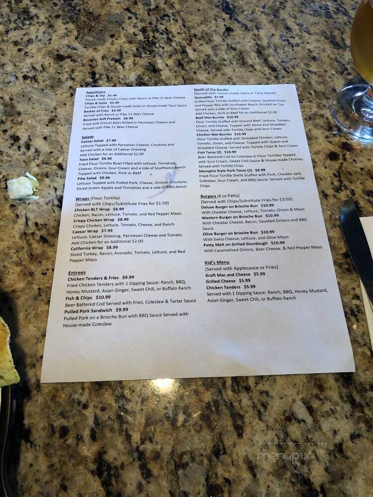 Pike 51 Brewing Company - Hudsonville, MI menu_pic