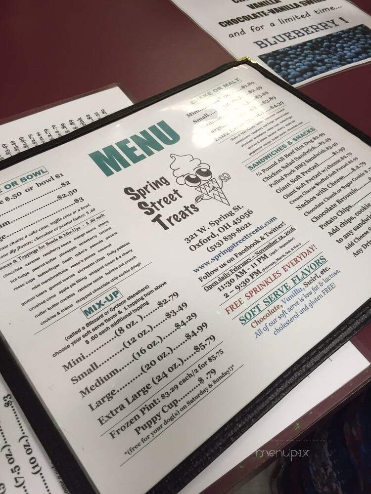 Spring Street Treats - Oxford, OH menu_pic