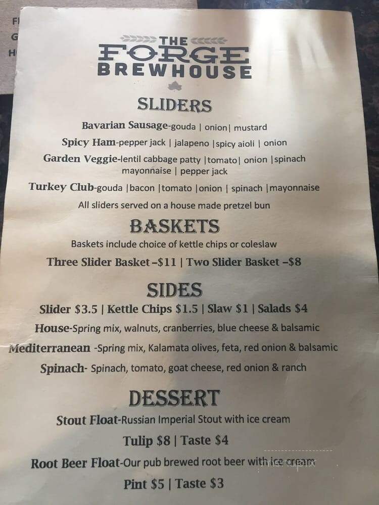 The Forge - Sycamore, IL menu_pic