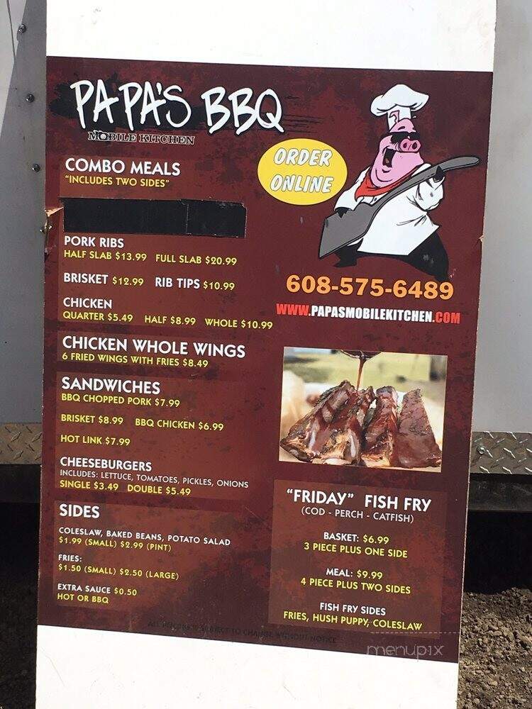 Papas BBQ - Monona, WI menu_pic