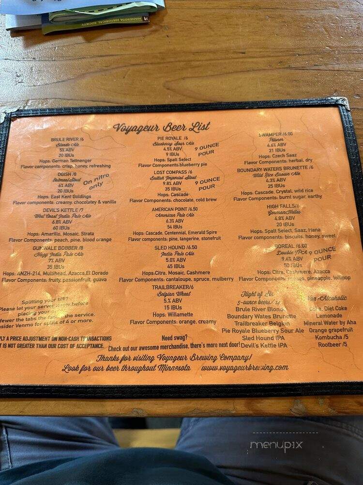 Voyager Brewing Company - Grand Marais, MN menu_pic