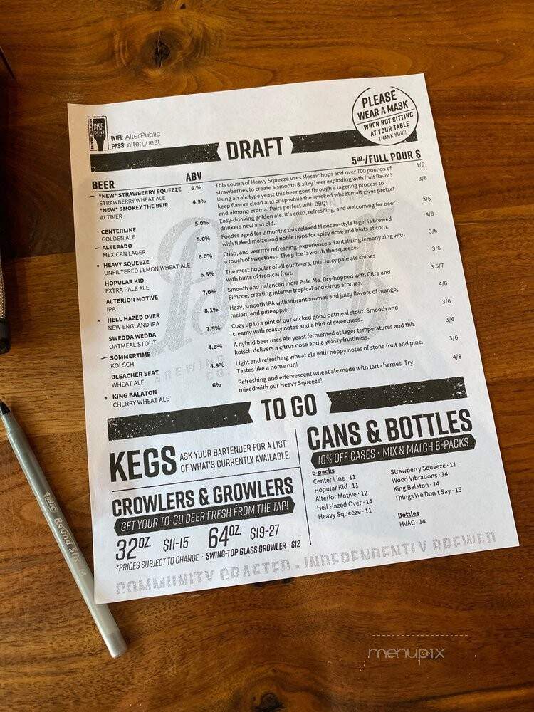 Alter Brewing Company - Downers Grove, IL menu_pic