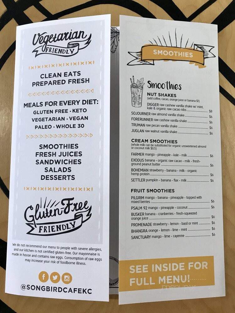 Songbird Cafe - Grandview, MO menu_pic