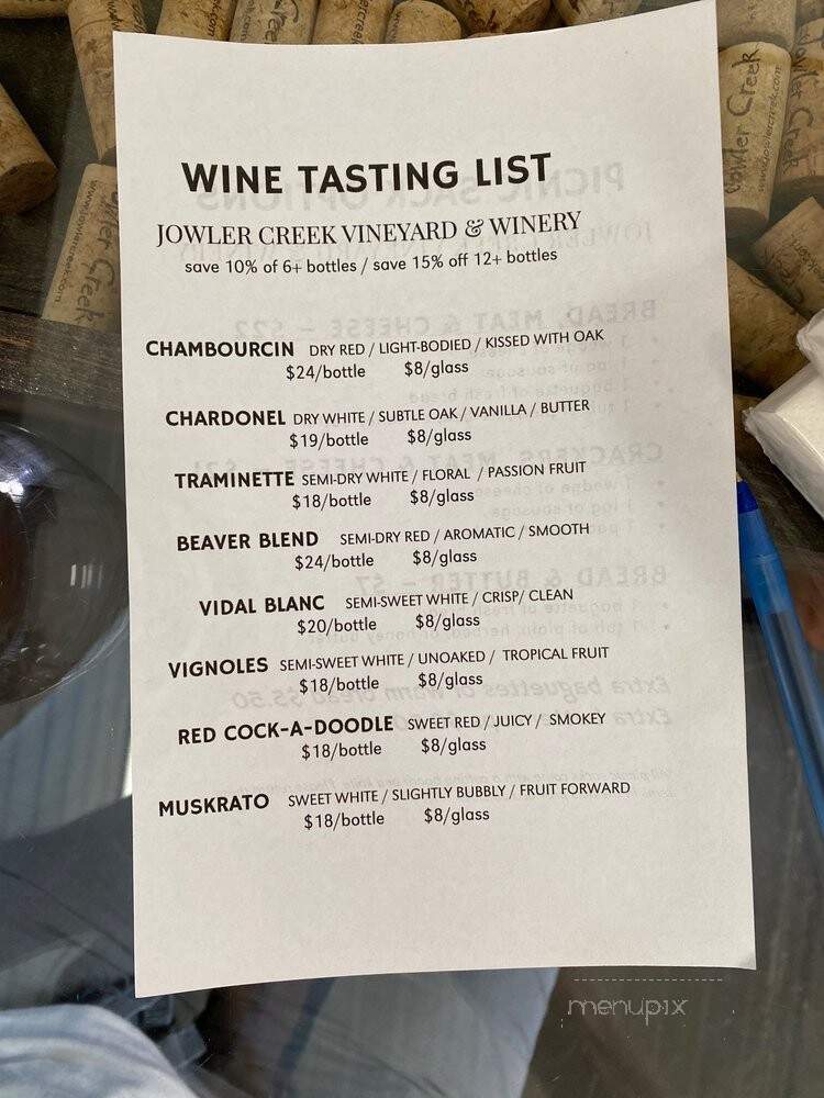 Jowler Creek Winery - Platte City, MO menu_pic
