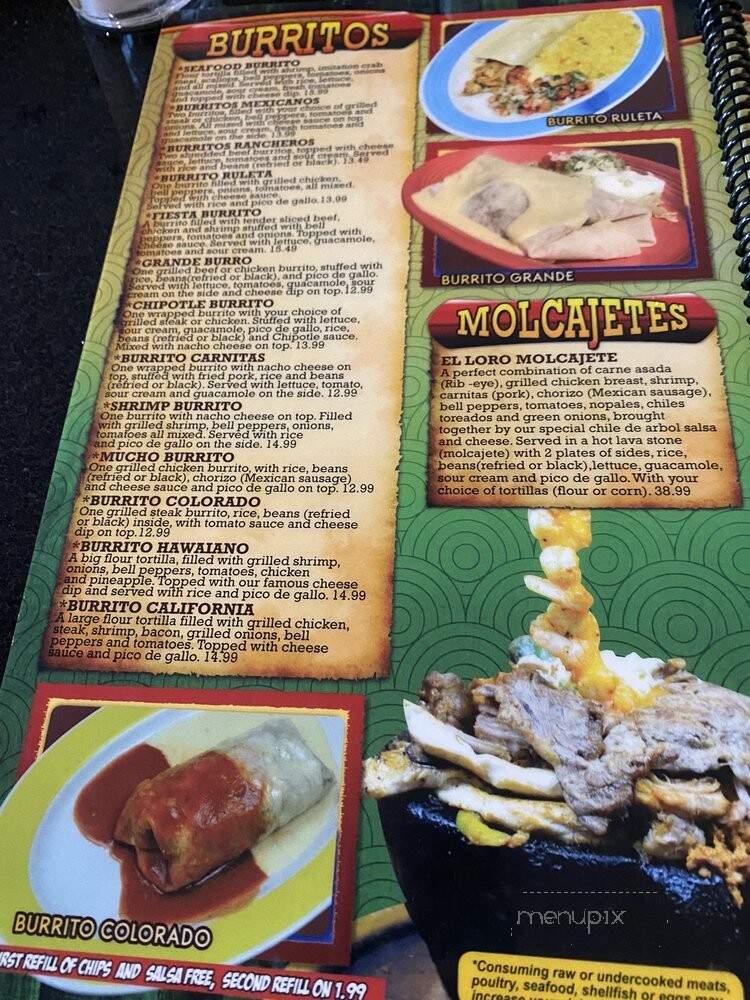 El Loro Mexican Restaurant - Bloomington, MN menu_pic