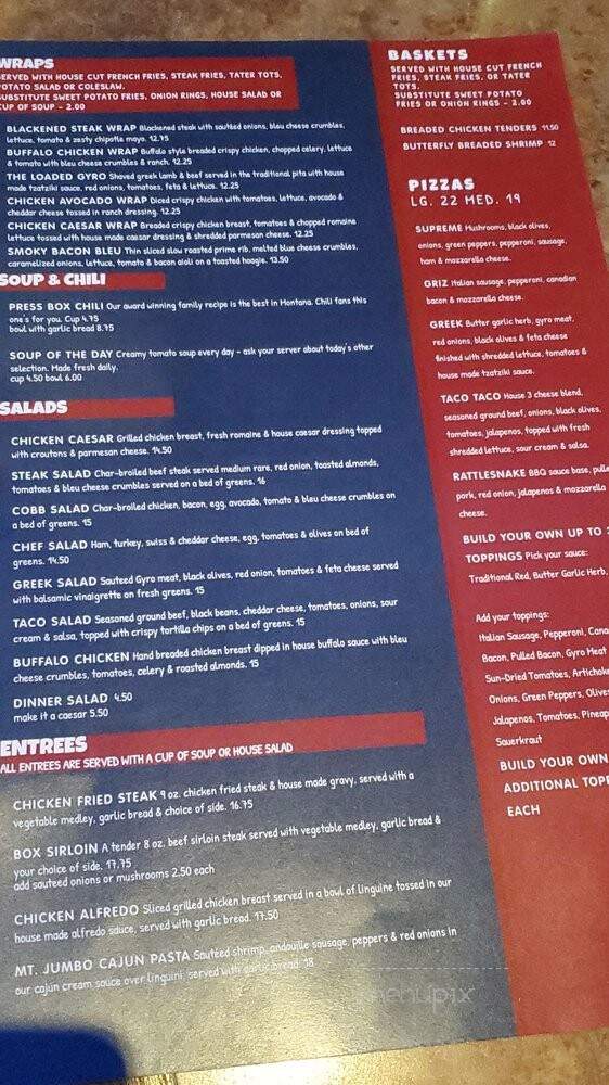 Press Box - Missoula, MT menu_pic