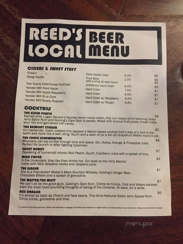 Reed's Local - Chicago, IL menu_pic