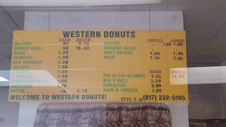 Western Donuts - Fort Worth, TX menu_pic