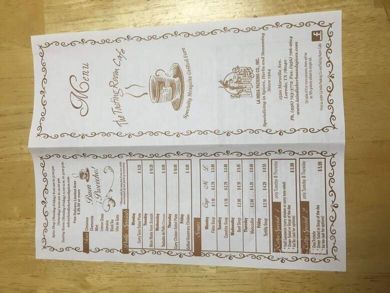 The Tasting Room Cafe - Laredo, TX menu_pic