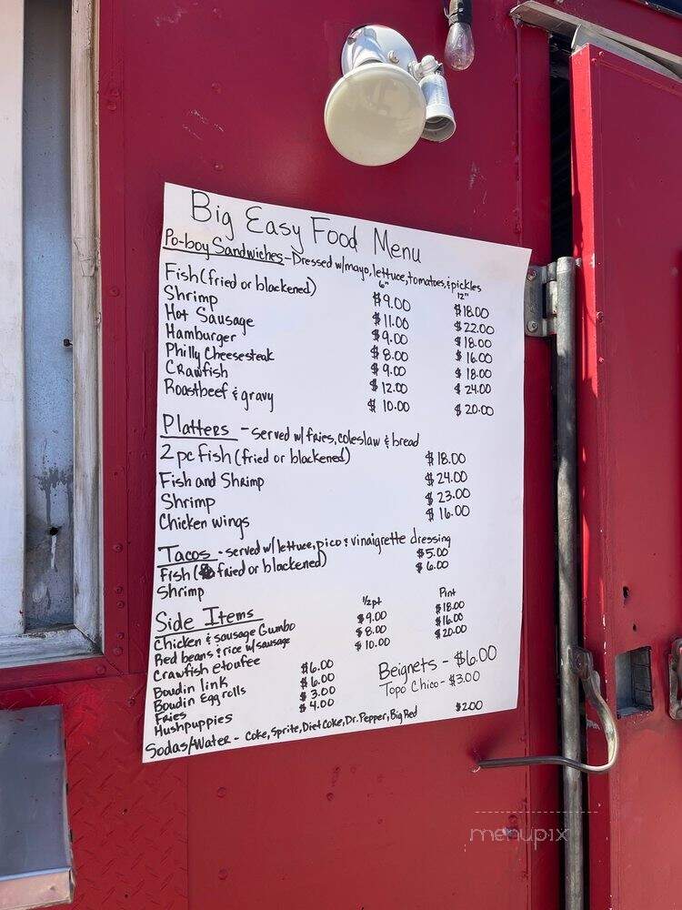 Big Easy Bar and Grill - Austin, TX menu_pic