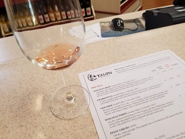 Talon Winery - Palisade, CO menu_pic