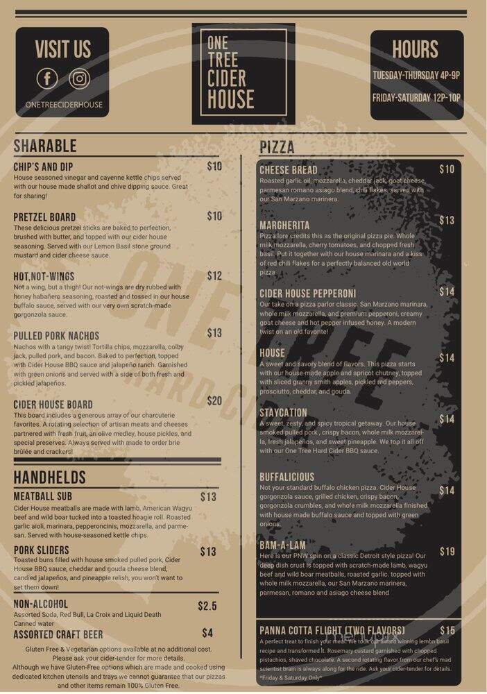 One Tree Hard Cider - Spokane Valley, WA menu_pic