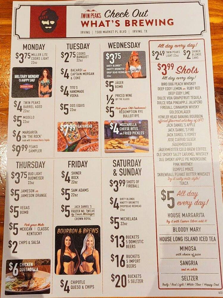 Twin Peaks - Irving, TX menu_pic