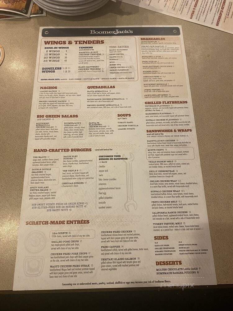 Boomerjack's Grill and Bar - Arlington, TX menu_pic