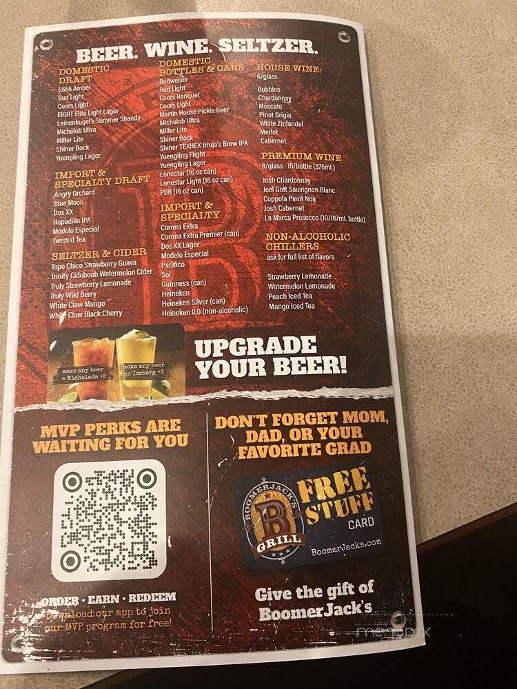 Boomerjack's Grill and Bar - Arlington, TX menu_pic
