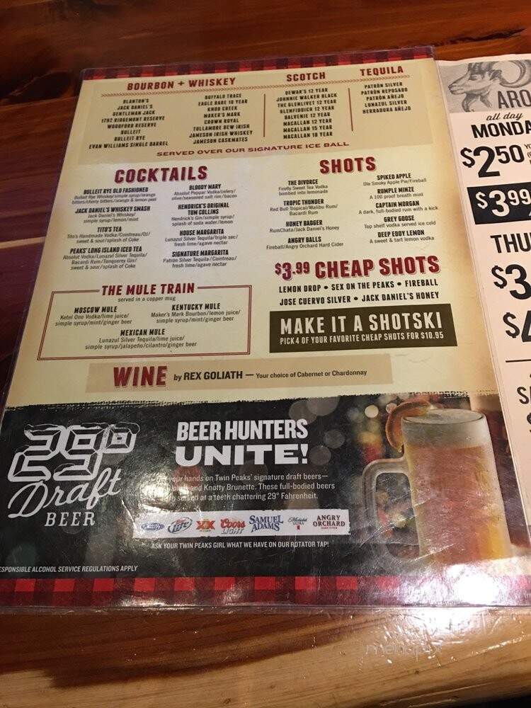 Twin Peaks - Fort Worth, TX menu_pic