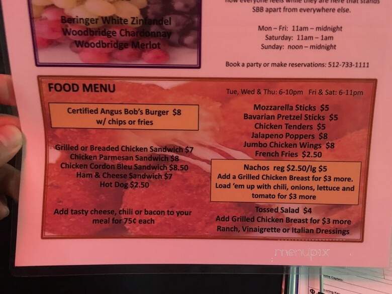 Skinny Bob's Billiards & Sports Bar in Round Rock - Round Rock, TX menu_pic