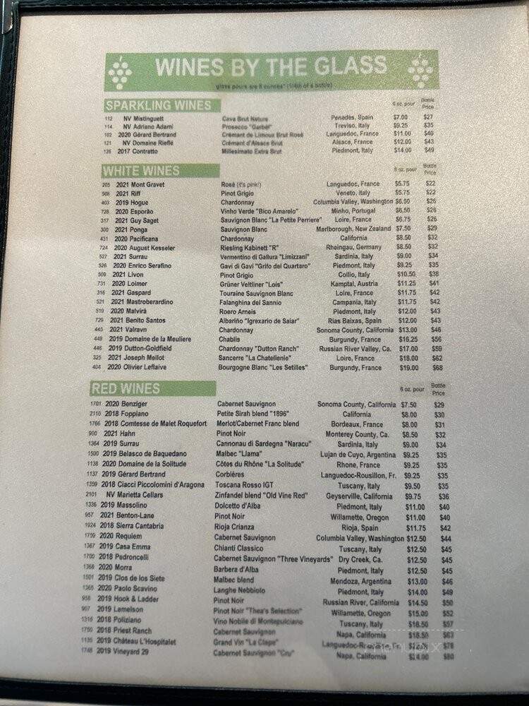 The Grove Wine Bar & Kitchen - Austin, TX menu_pic
