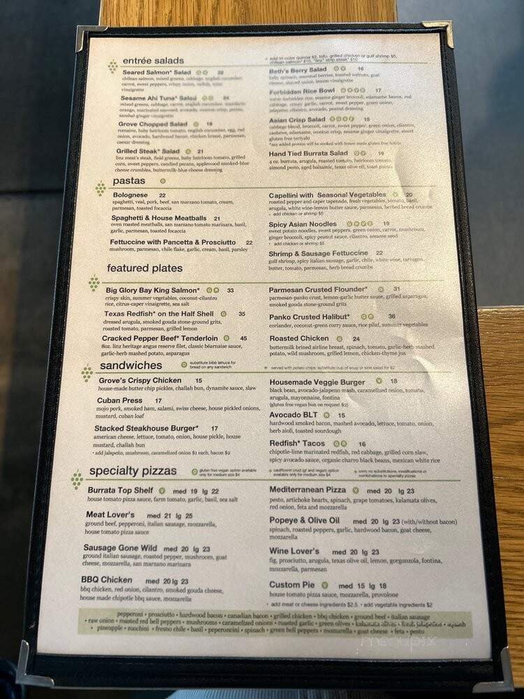 The Grove Wine Bar & Kitchen - Austin, TX menu_pic