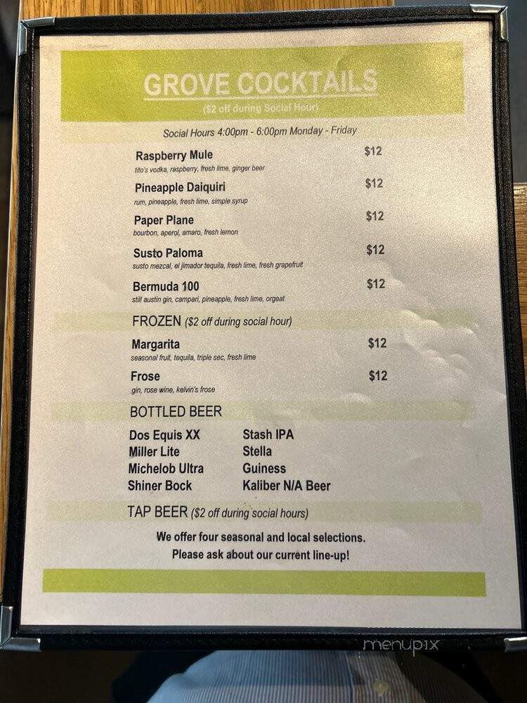 The Grove Wine Bar & Kitchen - Austin, TX menu_pic