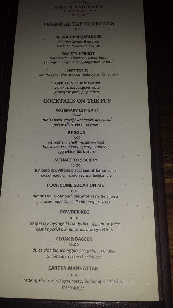 Pour Society - Houston, TX menu_pic