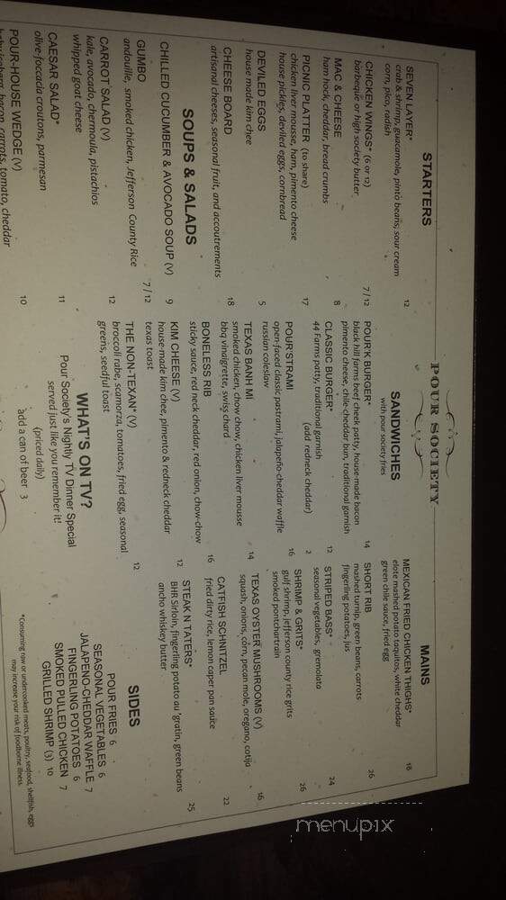 Pour Society - Houston, TX menu_pic