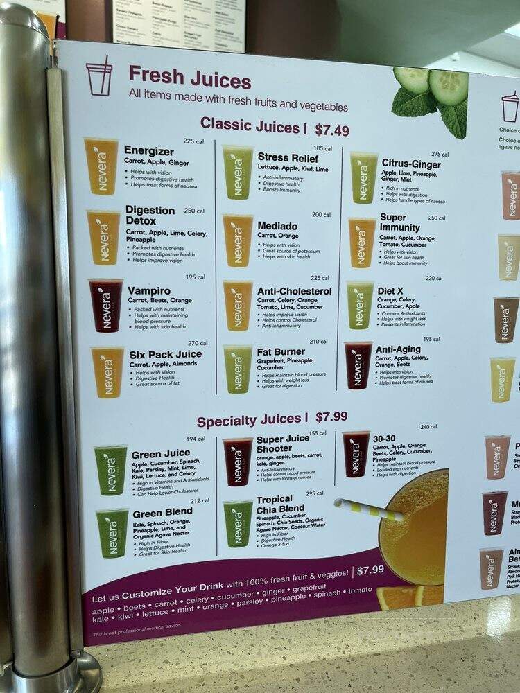 Nevera Juice Bar - Montebello, CA menu_pic